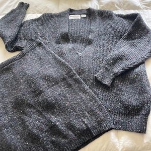 Nordstrom Brass Plum Preview Wool/Nylon Blend Skirt and Sweater Set